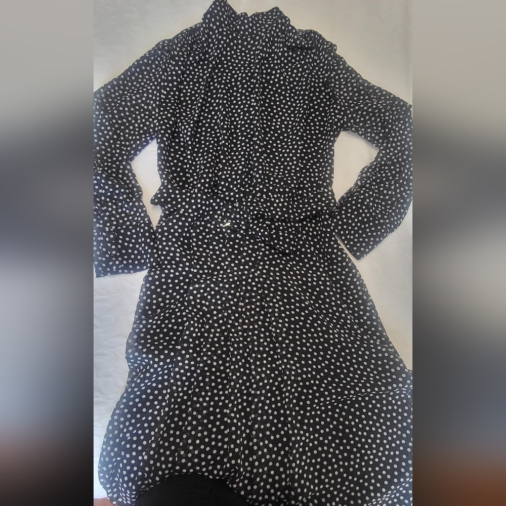 Zara Black and White Polka Dot Midi Dress - Picture 9 of 11